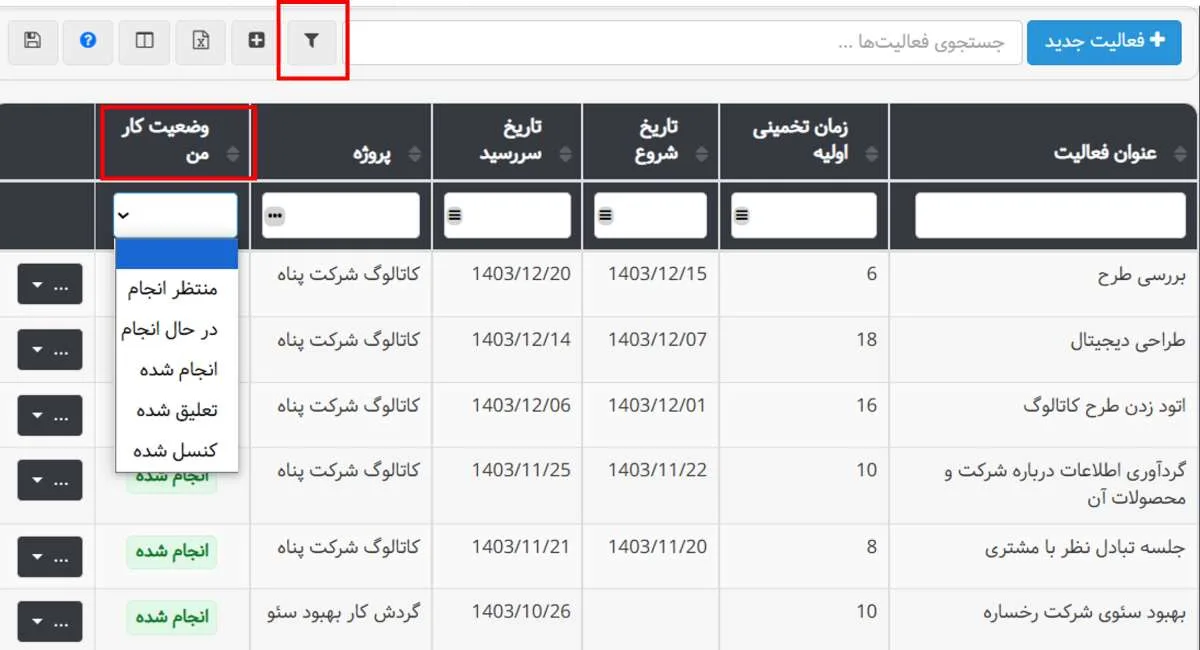 فعالیت های من در بهتایم