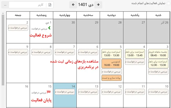 برنامه‌ریزی و تقویم در جایگزین آسانا ASANA (بهتایم)