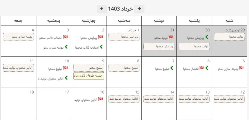 تقویم محتوایی با بهتایم برای استراتژی محتوا