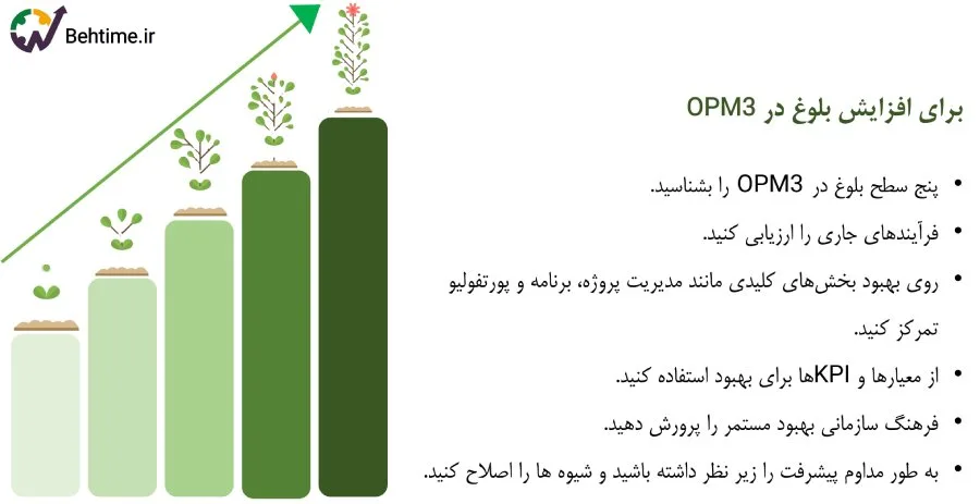 افزایش سطح در مدل بلوغ مدیریت پروژه سازمانی (OPM3)