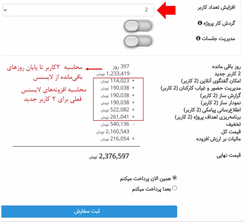 افزایش تعداد کاربران در ارتقای لایسنس