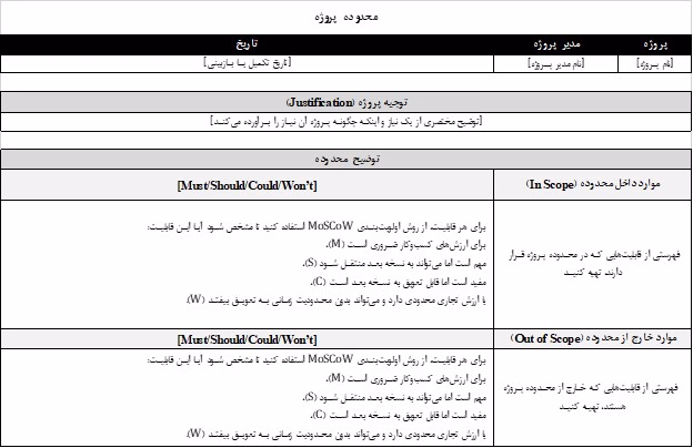 الگوی بیانیه محدوده پروژه